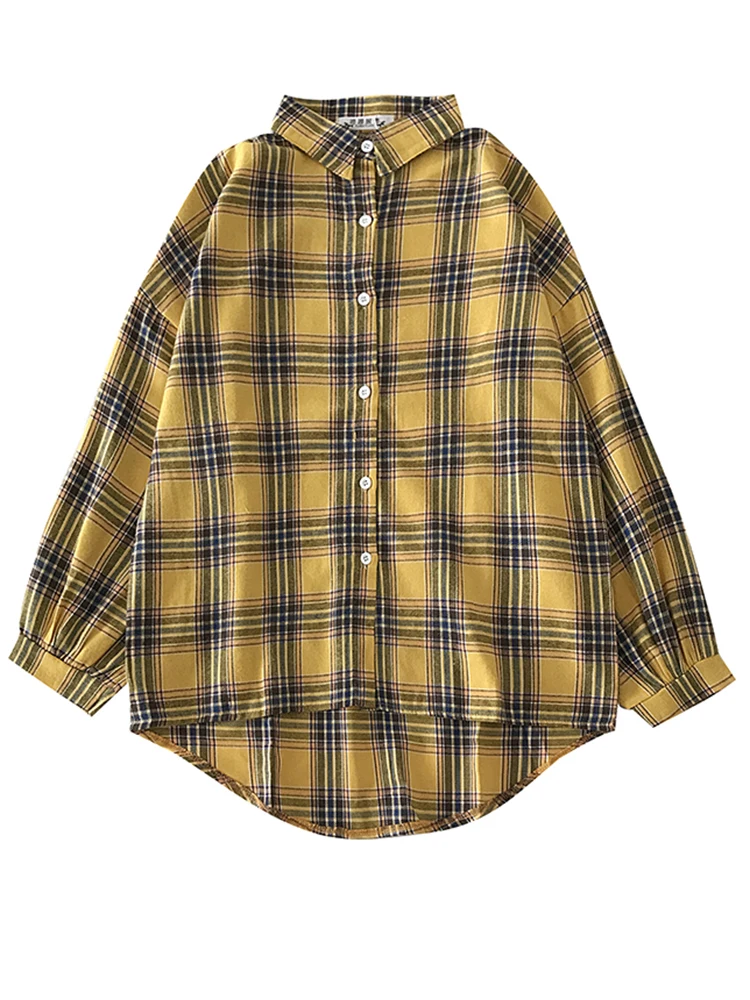 

Retro Mid-length Plaid shirt Women 2020 earlyAutumn new Korean style long-sleeved Sunscreen Shirt Jacket Fashionable loose