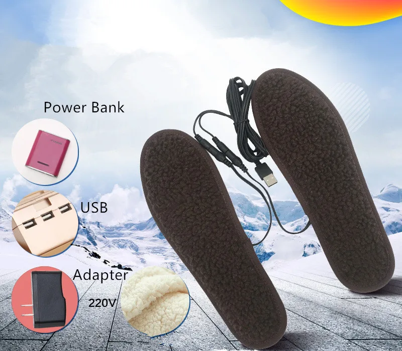 1 пара USB стельки для обуви с подогревом, согревающие стельки для ног, теплые носки, коврик, зимние уличные спортивные стельки, Теплые Зимние Стельки