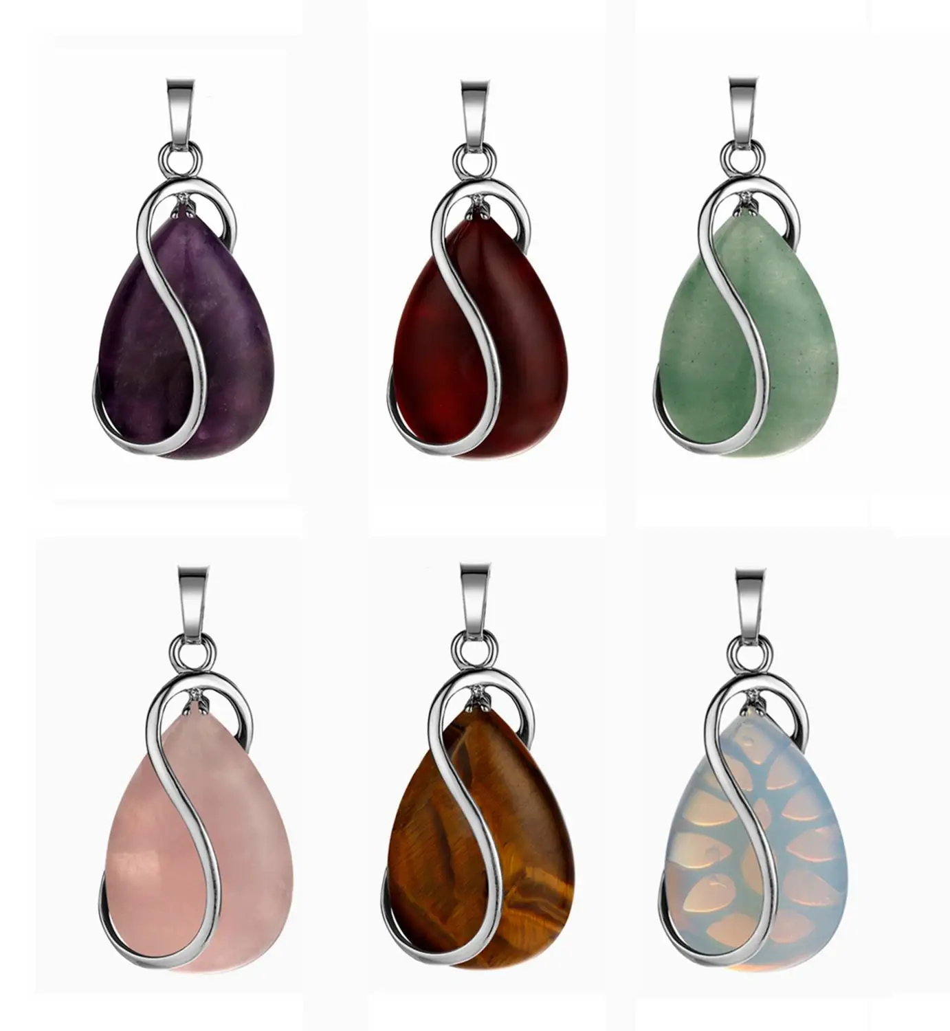 Женская мода слеза капли воды форма висячий камень ожерелье чакра подвески