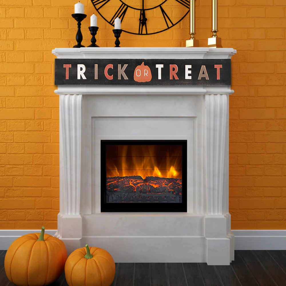 

HEY THERE Pumpkin Halloween Hanging Sign TRICK OR TREAT Holiday Wall Sign Backdrops Decoration Metal Wooden Pendant US Stock