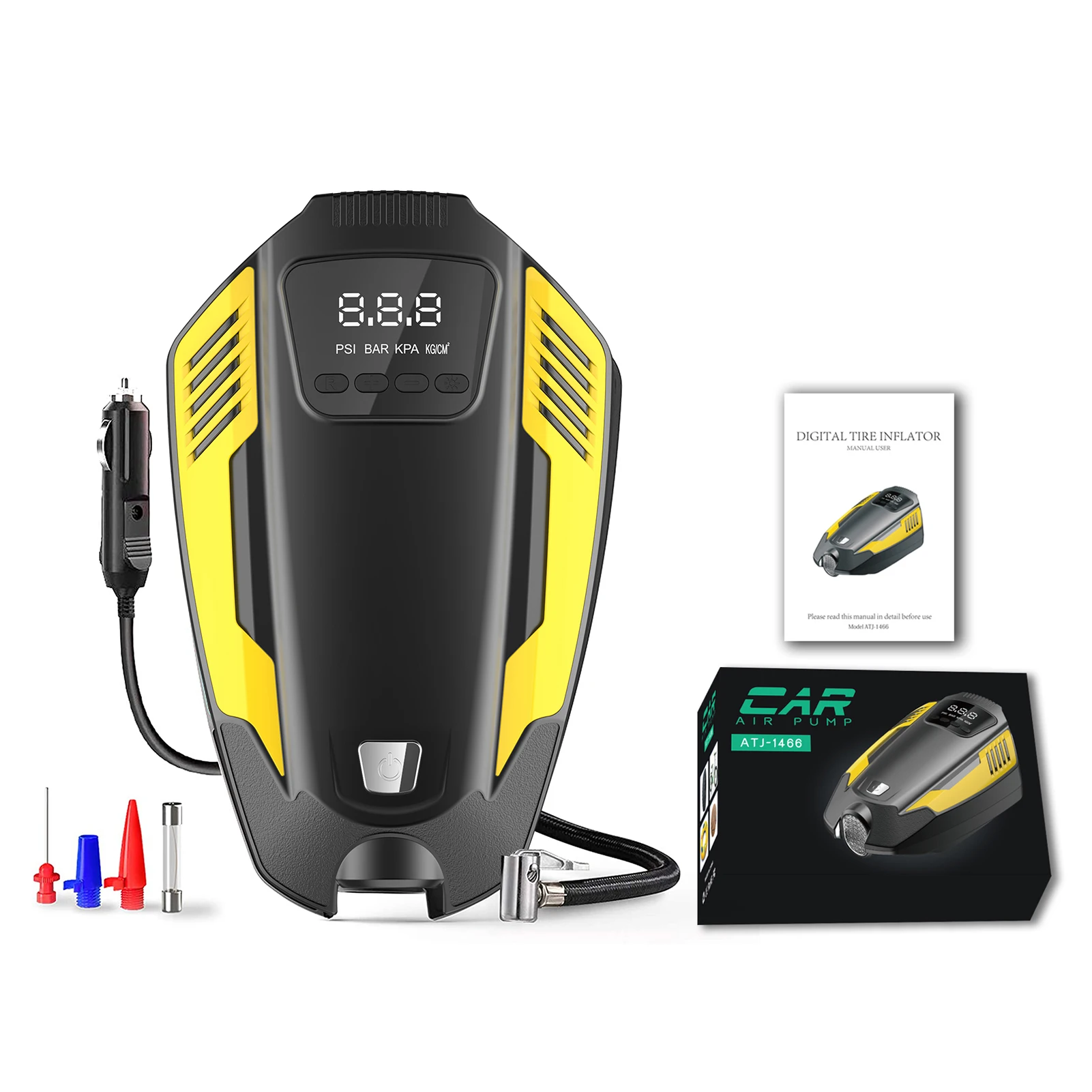 

Portable Air Compressor Tire Inflator for Car Tires Bicycle Auto Air Pump with LED Light and 8.5 Feet Long Power Cord