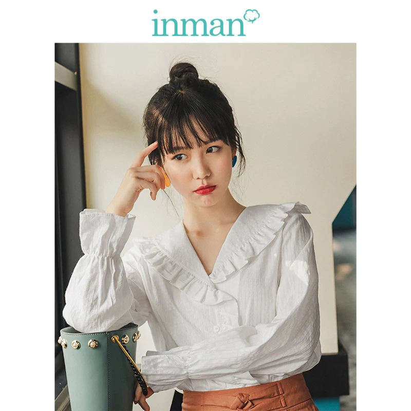 INMAN осень 2019 Новое поступление Ретро стиль для молодых девушек кружево отложной
