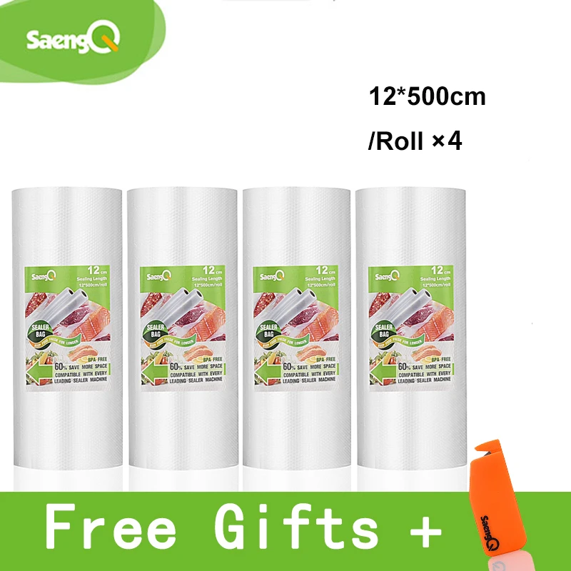 12cm-4pcs SaengQ 5 рулонов/много жизни Кухня Еда вакуум сумка сумки для хранения для вакуумный упаковщик еда свежий долго сохраняя 12+ 15 20 25 30 см* 500 - Цвет: 12cm-4pcs