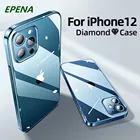 Прозрачный чехол для iPhone 13, 11, 12 Pro Max, mini, XS MAX, XR, 7, 8 PLUS, ТПУ + ПК, противоударный чехол с полной защитой объектива, прозрачные чехлы