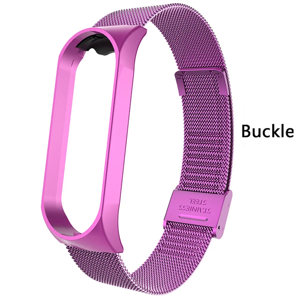 buckle purple Rovtop ремешок для Xiaomi Mi группа 3 ремешок для Xiaomi Mi группа 3 браслет для Xiaomi Mi группа 3 металлические Безвинтовые нержавеющая сталь - Цвет: buckle purple