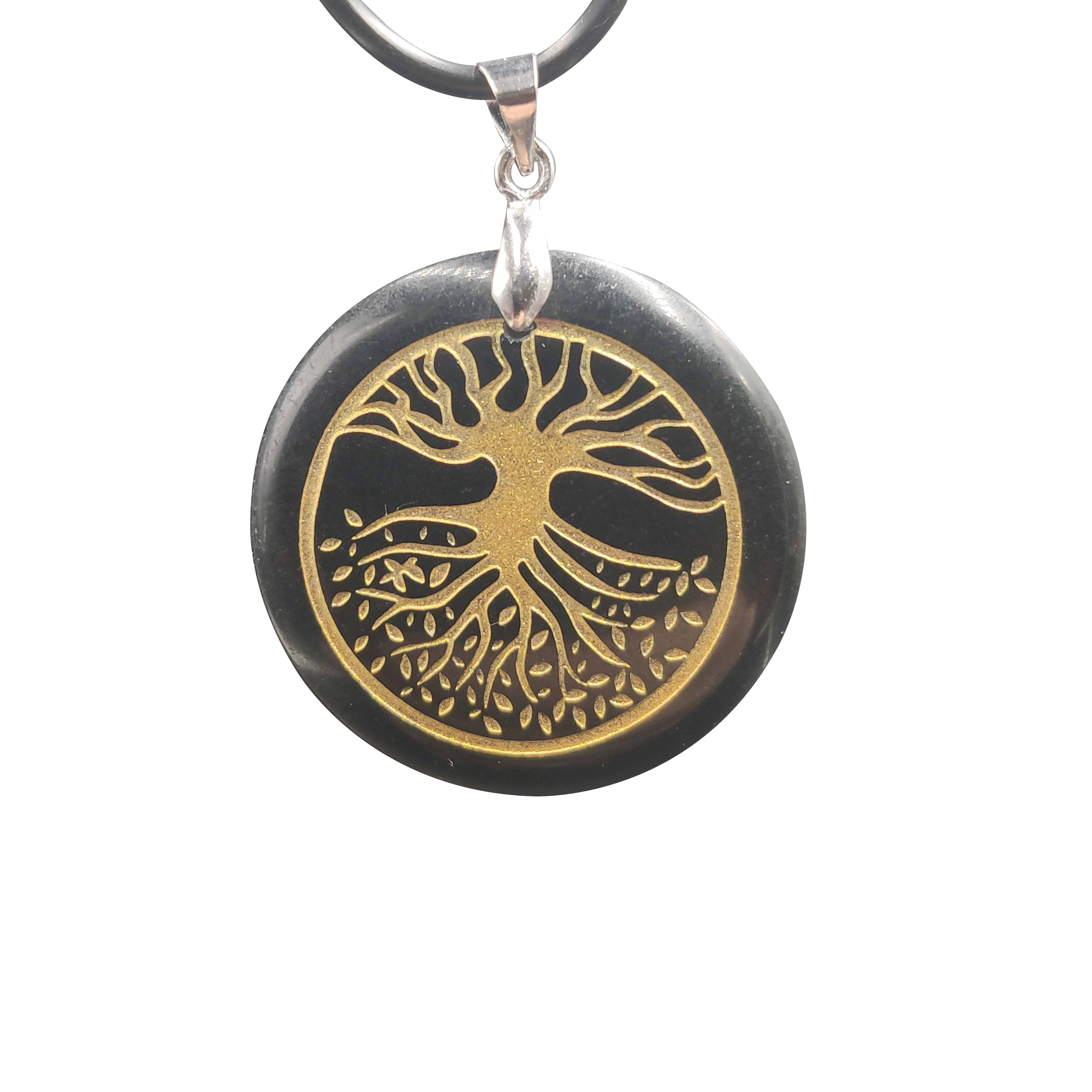 Натуральное обсидиановое ожерелье кулон цветок жизни волшебный круг гадание sri