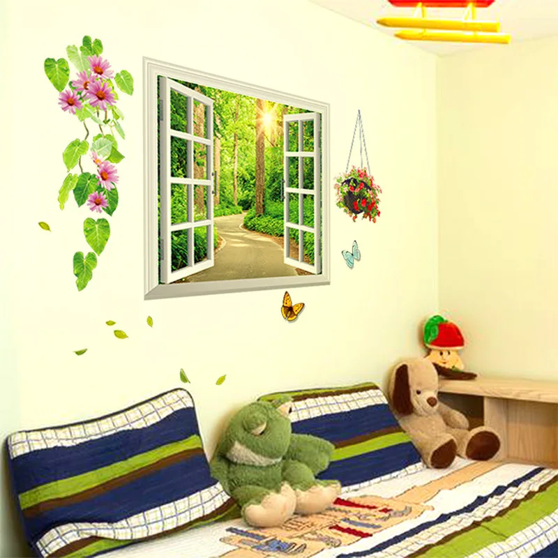 

Removable 3D wall stickers, environmental protection living rooms, false windows and shade PVC waterproof decoration stickers