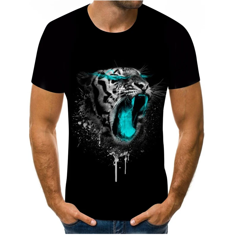 

Summer new hip-hop short-sleeved 3D printing owl men and women casual round neck T-shirt fashion trend young men's T-shirt top