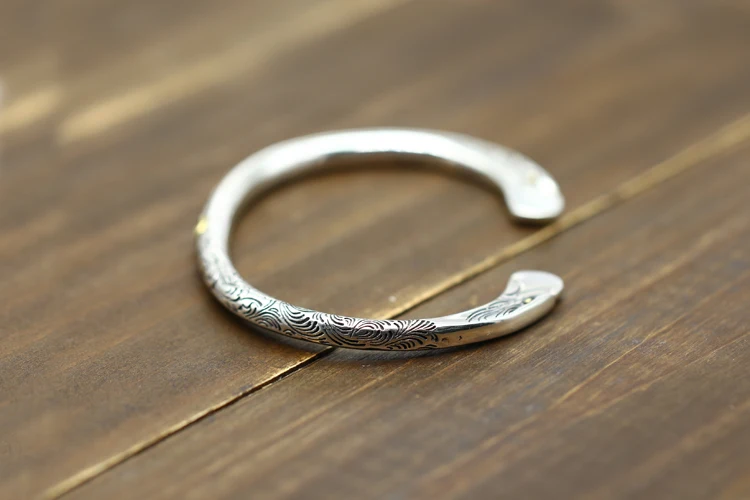 Открытый браслет из серебра S925 пробы персонализированный ретро-браслет в стиле