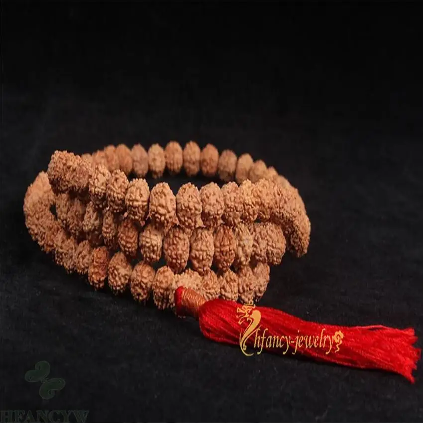 6 мм Rudraksha 108 шарик Мала Браслет на удачу Шарм ручной работы браслет унисекс для