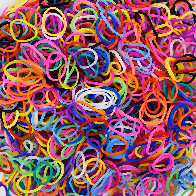 

600pcs/bag Rainbow Elastic Rubber Band Black White for Bracelet with Weaving Machine Ribbon Knitted Charms Refill Package