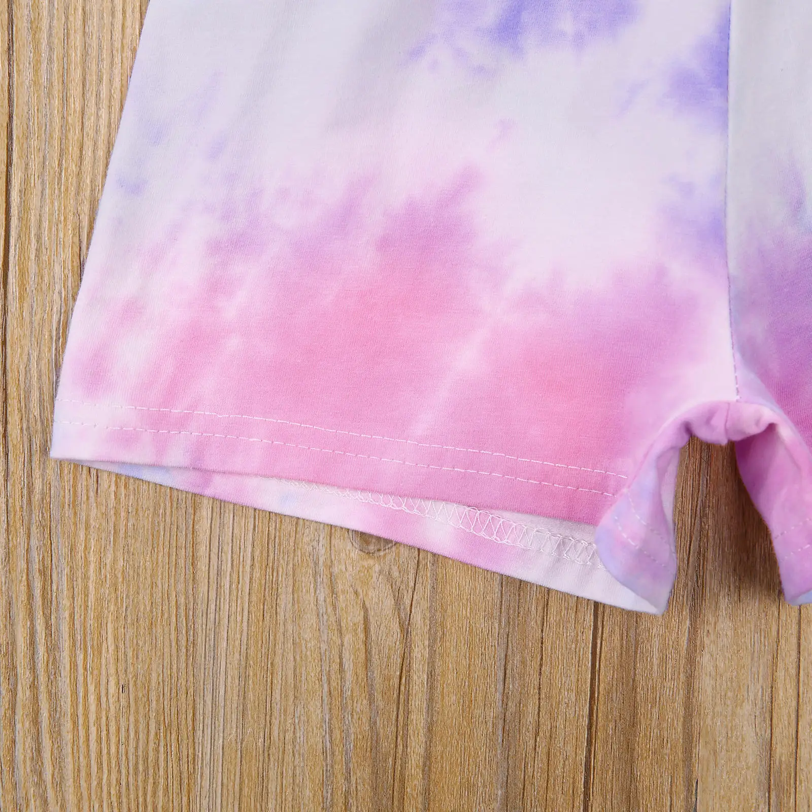 

Summer Girls Fashion Casual Tie-dye Clothes Set High Stretchy Sleeveless Cropped Tops + Elastic Waist Drawstring Short Pants