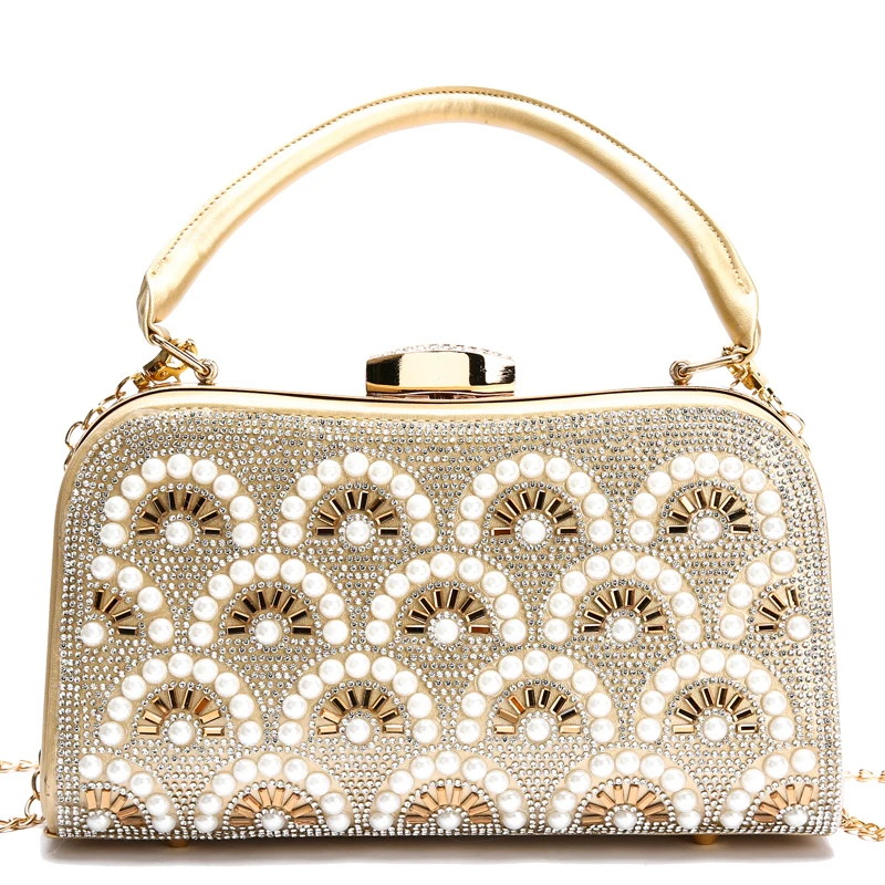 Женские сумки через плечо жемчужная сумочка свадебная блестящая цепочка