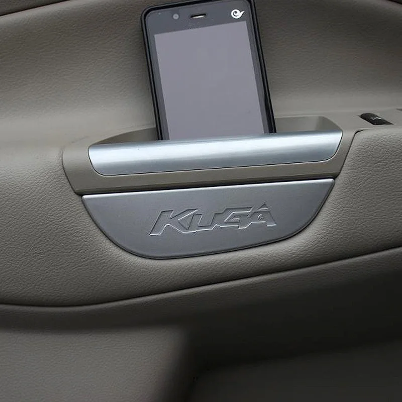 

ABS Matte For Ford Kuga Escape 2013 2014 2015 Accessories Car Front Door Armrest Storage Box Tank Cover Sticker styling 4pcs