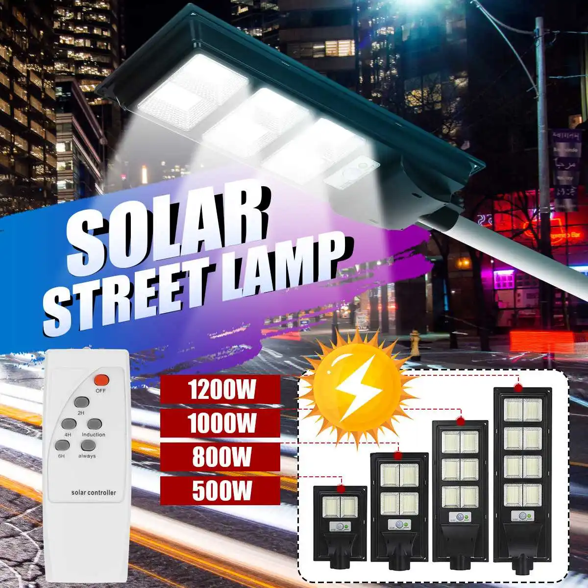 

IP65 500W/800W/1000W/1200W LED Solar Lamp Wall Street Light Super Bright Radar PIR Motion Sensor Outdoor Garden Security Lamp