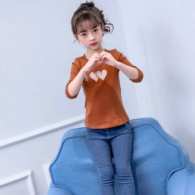 

Kids Shirt Spring and Autumn New Children's Wear Girls Long Sleeve Bottoming Shirt 2-8 Years Old Baby Clothes