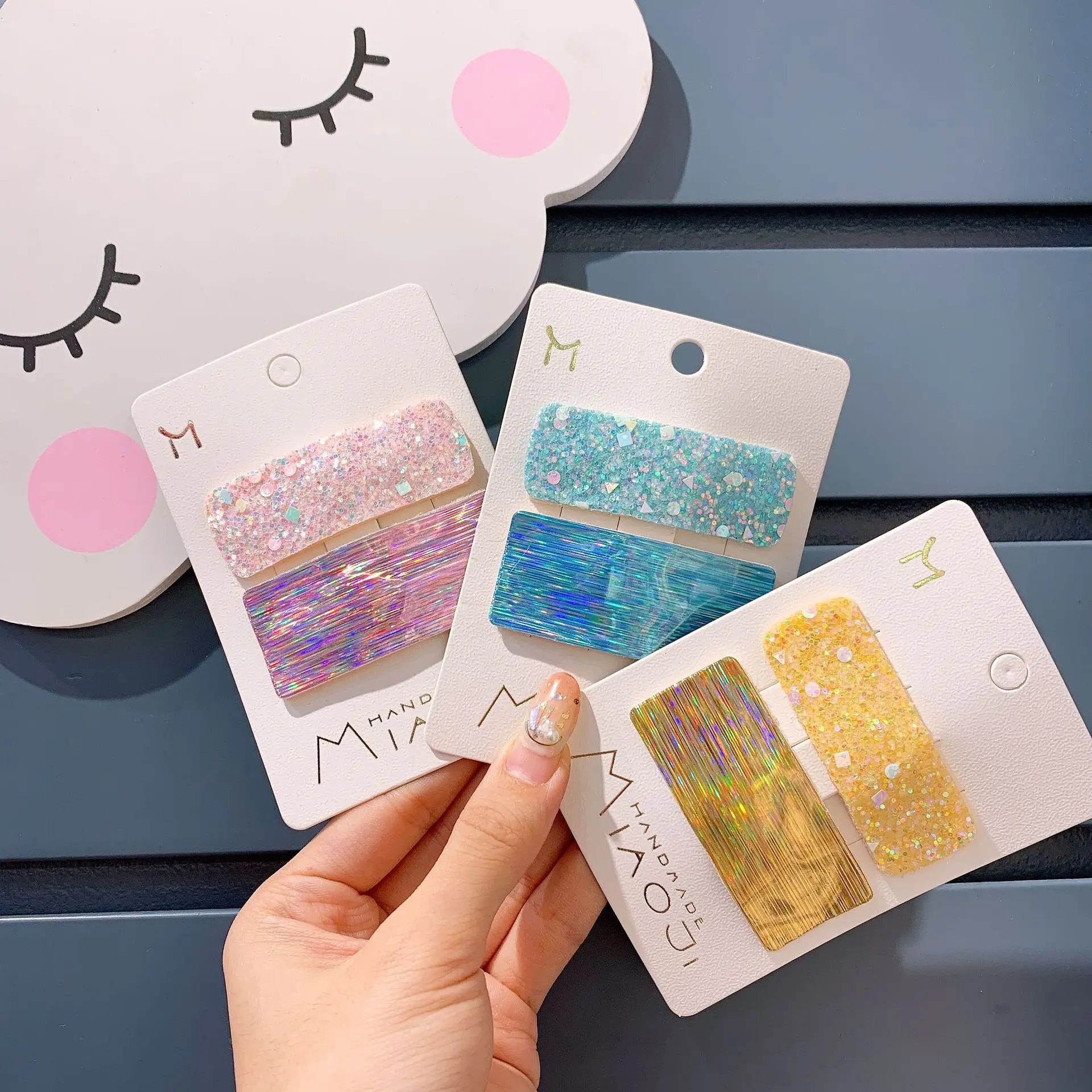 Женские Геометрические заколки для волос яркие треугольные с квадратными и