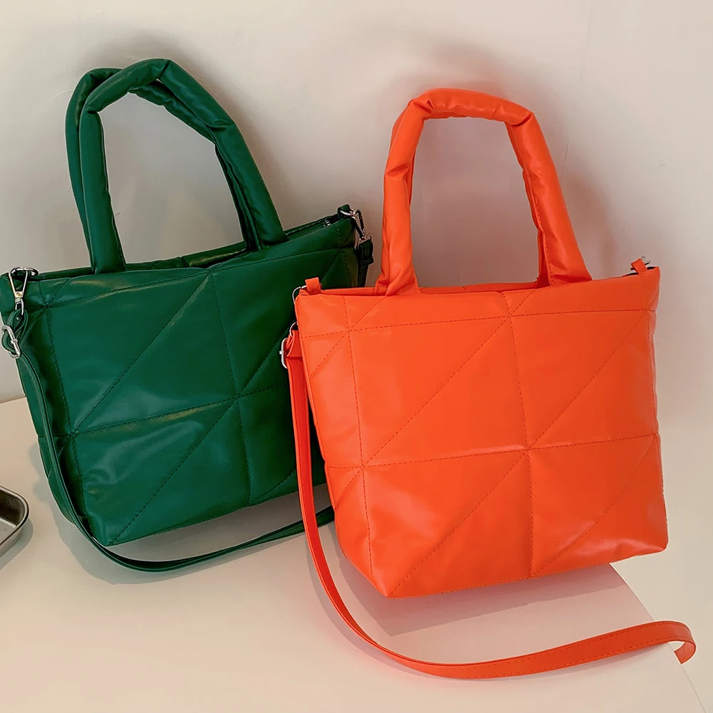 

FashionKorean Style Soft PU LeatherTop-handle Bag Solid Color Messenger Bag Diamond Luxury Handbag Designer Shopping Bags