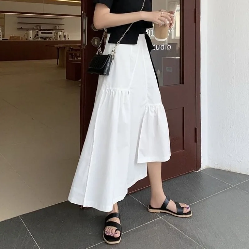 

Ассиметричные женские юбки в корейском ретро стиле, элегантная облегающая улззанг-шикарная модная короткая юбка миди в стиле Харадзюку для...