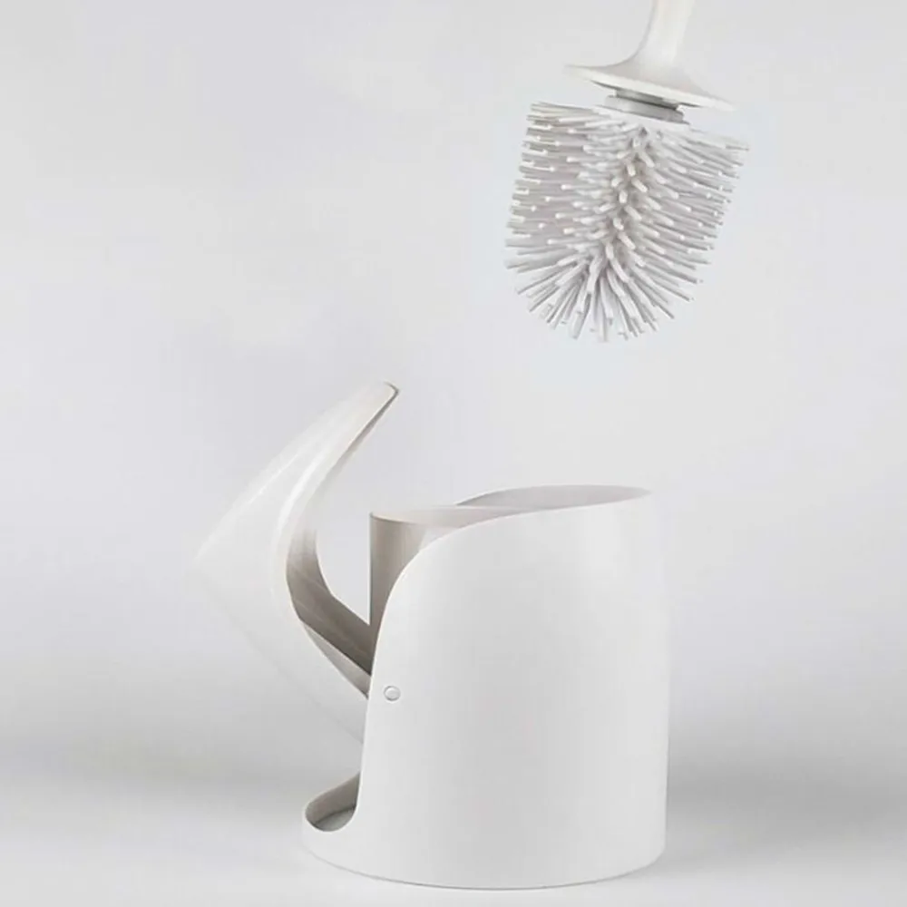 

Efficient Cleaning Toilet Brush Silicone Bathroom Toilet Brush Holder Set Clean Tool Long-stalked Fur Soft Bristle Bathroom S L1