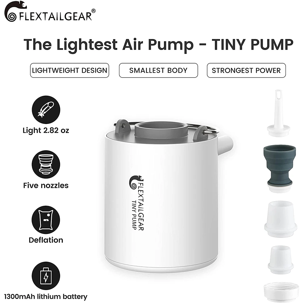 Миниатюрный Насос FLEXTAILGEAR портативный воздушный насос с аккумулятором 1300 мАч