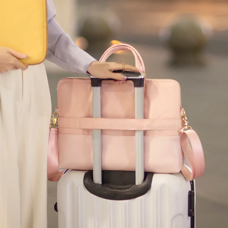 Moisture-Proof Briefcases Portable Women Shoulder Bags Travel Convenient Document Laptop Charger Mobile Power Storage Organizer