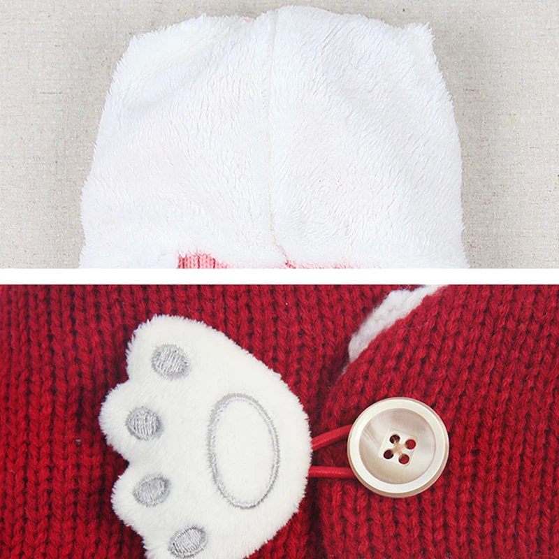 Loozykit 2 pcs Warm Hat Suit Baby Boy Girls Thermal Knitted Cartoon Bear Hat Scarf Toddler Winter Fleece Cap Set