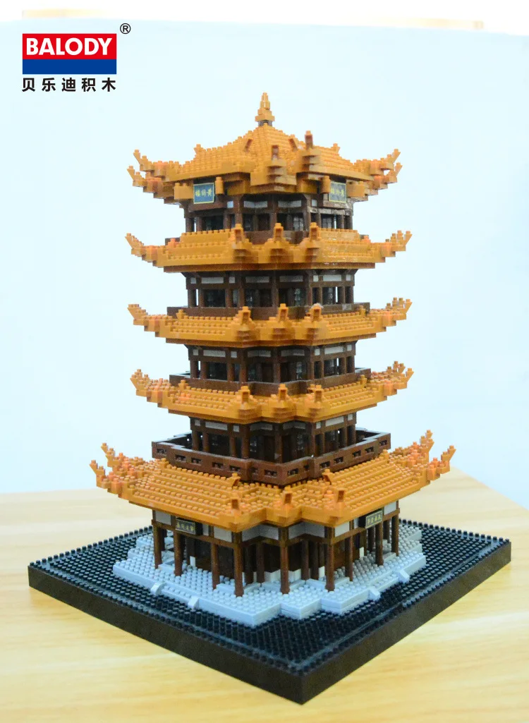 Китайская традиционная модель павильона Алмазные Кирпичи башня желтого крана