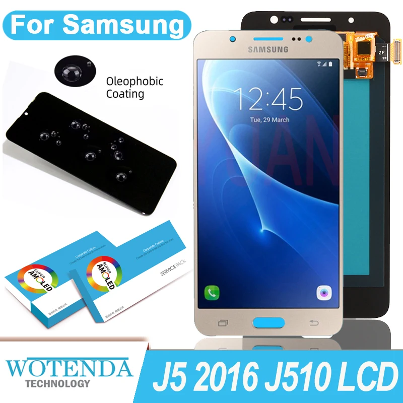 100% Оригинальный Amoled 5 2 ''дисплей для Samsung Galaxy J5 2016 J510 J510F Full LCD сенсорный экран