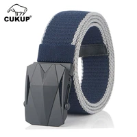 cukup 2022 new design mens quality canvas belt zinc alloy black buckle metal leisure nylon belts for men 3 8cm width cbck194