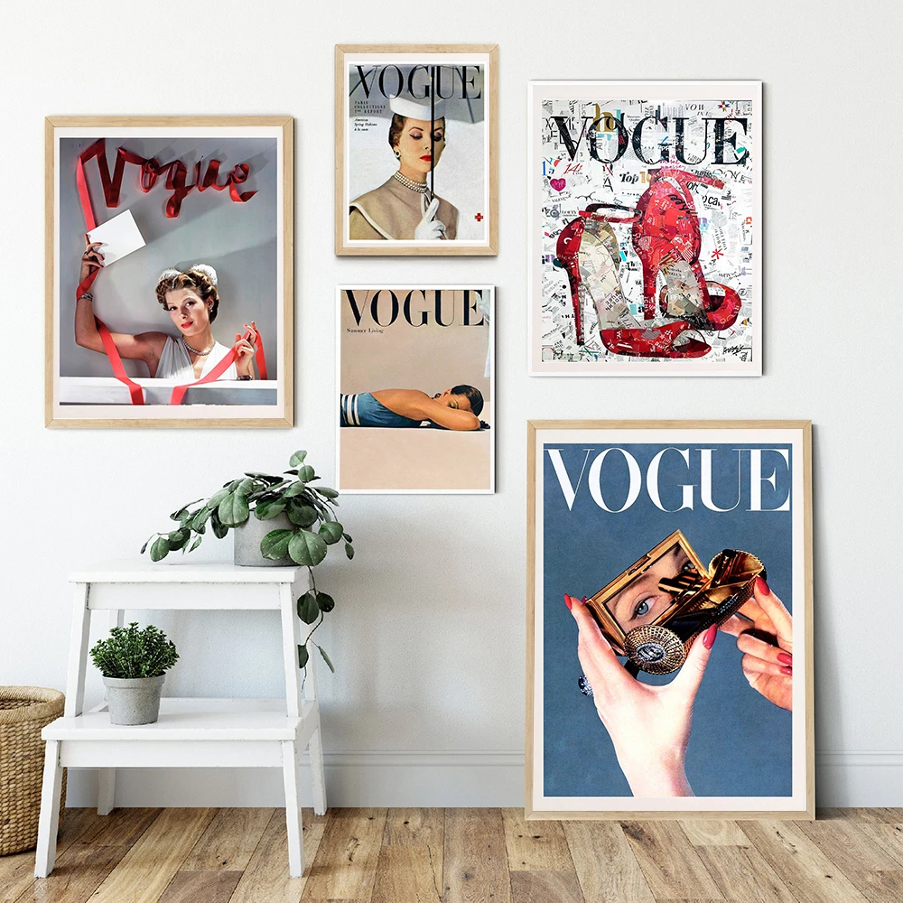 

VOGUE Magazine Cover Poster Fashion Canvas Painting Retro Pictorial Art Print Modern Wall Picture for Living Room Home Decor