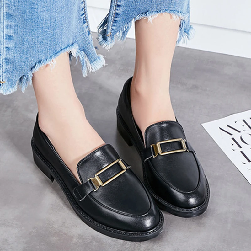

Women Shoes 2020 New European American Fashion Retro Small Leather Shoes Pumps Comfortable Slip-on Light-mouthed Single Shoes