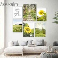 sunflower poster forest sunlight natural landscape wall art canvas painting meadow art print nordic wall pictures home decor