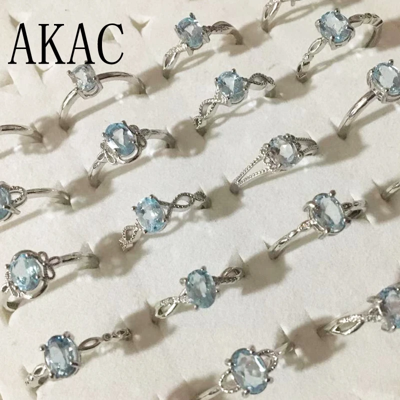 3 кольца/комплект женские кольца с натуральным голубым топазом|Кольца| |