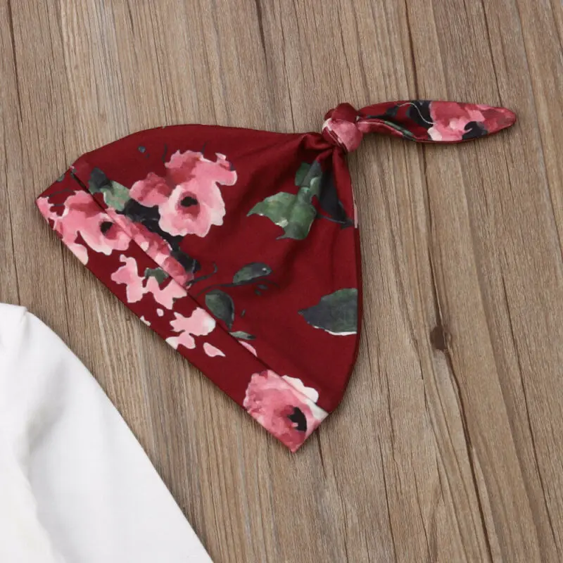 2019 Baby Spring Autumn Clothing Newborn Infant Girl Floral Outfits Clothes Long Sleeve Romper+Pants+Headband+Hat 4Pcs Set | Мать и