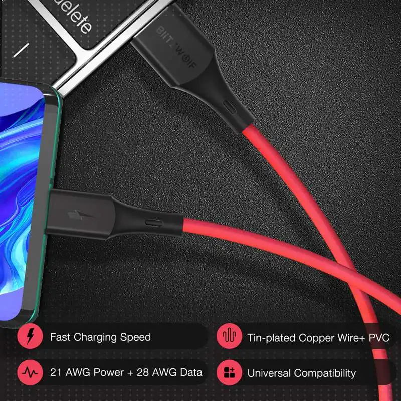 Blitzwolf BW-TC19 5A SuperCharge QC3.0 USB Type-C Charging Data Cable 0.9m/1.8m for universal Mobile Phone | Мобильные телефоны и