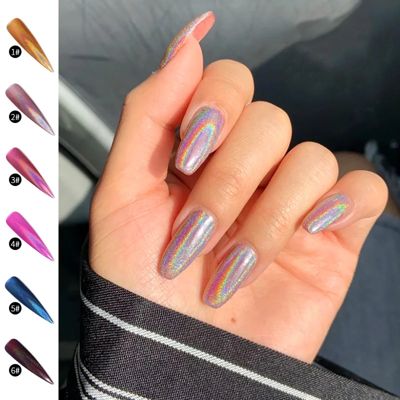 Кристальный пигмент для ногтей супер зеркальный блеск голографические хромовые