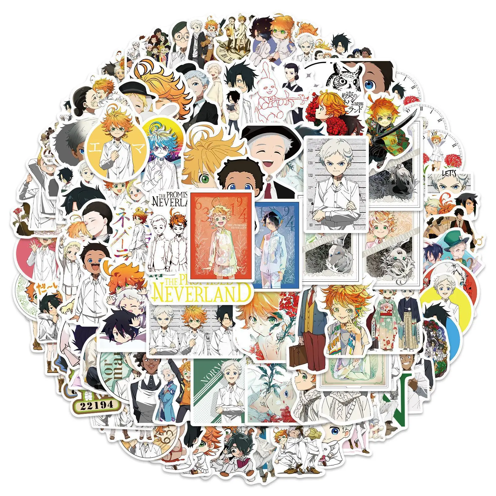 

100PCS The Promised Neverland Stickers DIY Motorcycle Travel Luggage Skateboard Classic Toy Graffiti Cartoon Sticker Cool Decal
