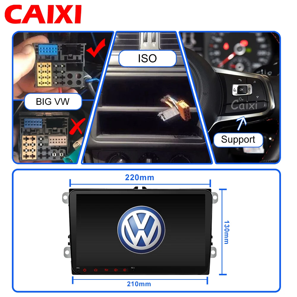 2 Din радио автомобиль Android 8,1 gps Мультимедиа для Volkswagen Skoda Octavia Golf 5 6 touran passat B6 Polo Tiguan Yeti Rapid Bora