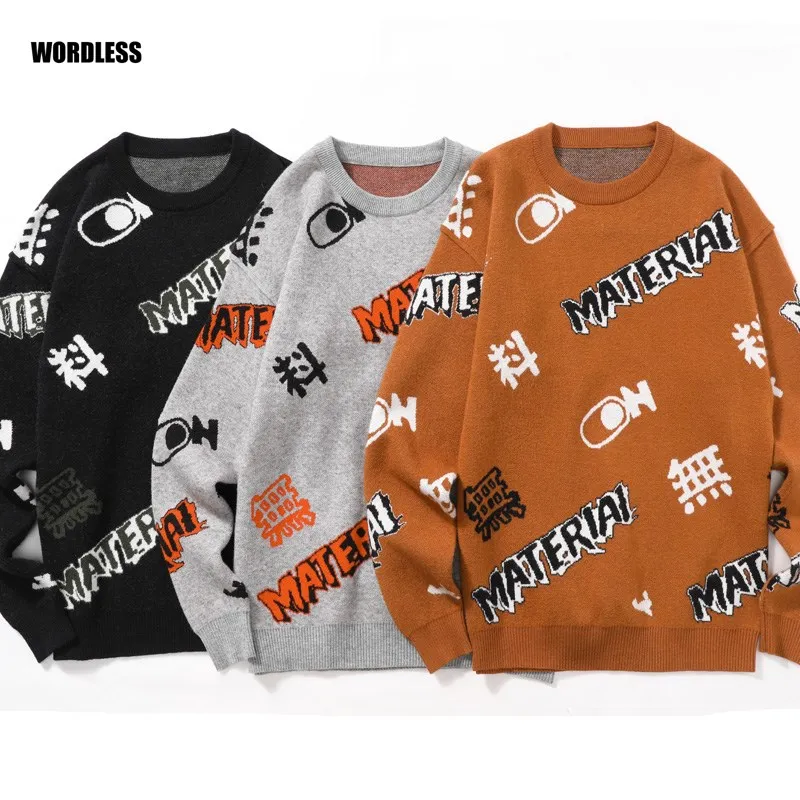 

Letters Sweater Men Brand Clothing 2021 Autumn Winter New Arrival Slim Warm Sweaters O-Neck Pullover Men Tops M-3XL ropa hombre