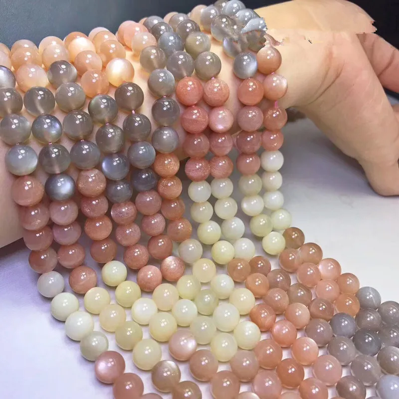 loose beads pink sunstone round 6/8/10mm gradient 14&quot for DIY jewelry making FPPJ wholesale nature gem stone | Украшения и