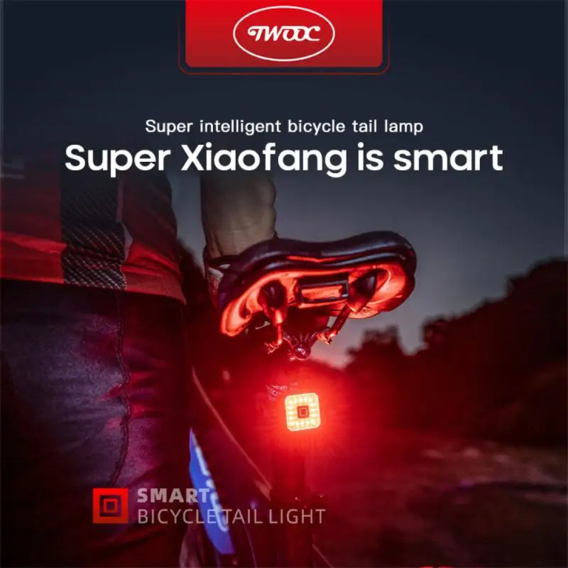 

Aubtec Smart Bicycle Tail Rear Light Auto Start Stop Brake IPX4 Waterproof USB Charge Cycling Tail Taillight Bike LED Lights