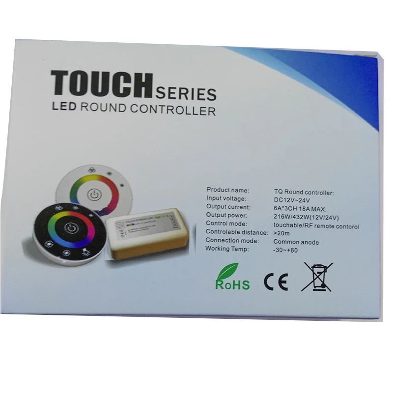 DC12V DC24V светодиодный сенсорный круглый RGB контроллер 18A 7 ключей RF пульт