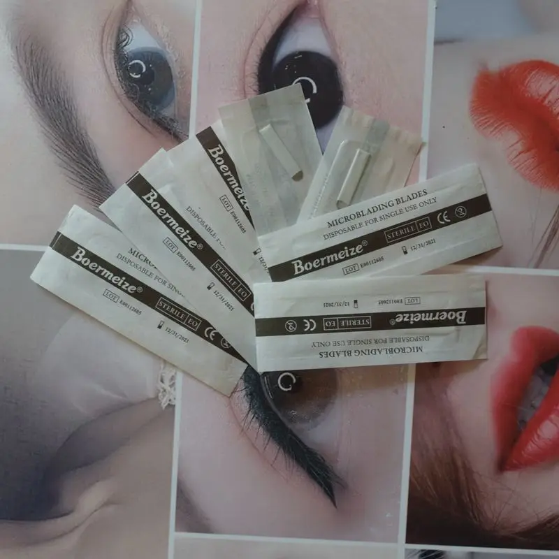 Microblading иглы татуировки 10 шт. 21U 3D вышивка бровей губ карандаш для глаз