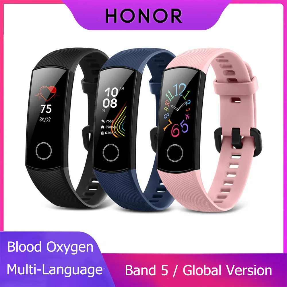 Глобальная версия HUAWEI Honor Band 5 Смарт браслет AMOLED монитор пульса кислорода в крови
