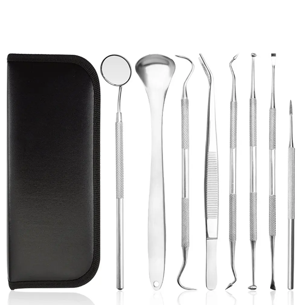 

Dentist Tool Set Pet Dental Tools Dog Tooth Stones Stainless Steel Tongue Scraper Oral Care Pack Mouthpiece Tweezers