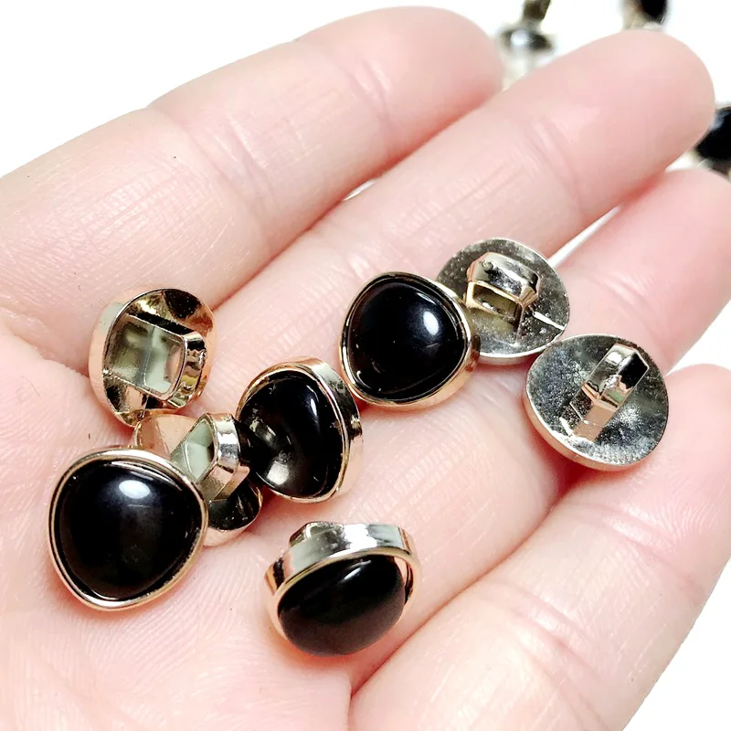 

HL 50/150pcs 11mm New With Black Stone Shank Plating Buttons DIY Apparel Sewing Accessories Shirt Buttons