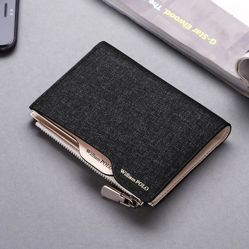 Холщовый мужской кошелек WILLIAMPOLO кредитница со съемным футляром для монет и