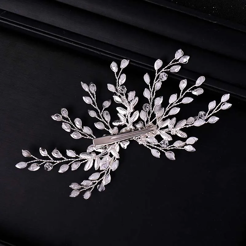 Милые романтические белый цветок со стразами листья заколки для волос невесты