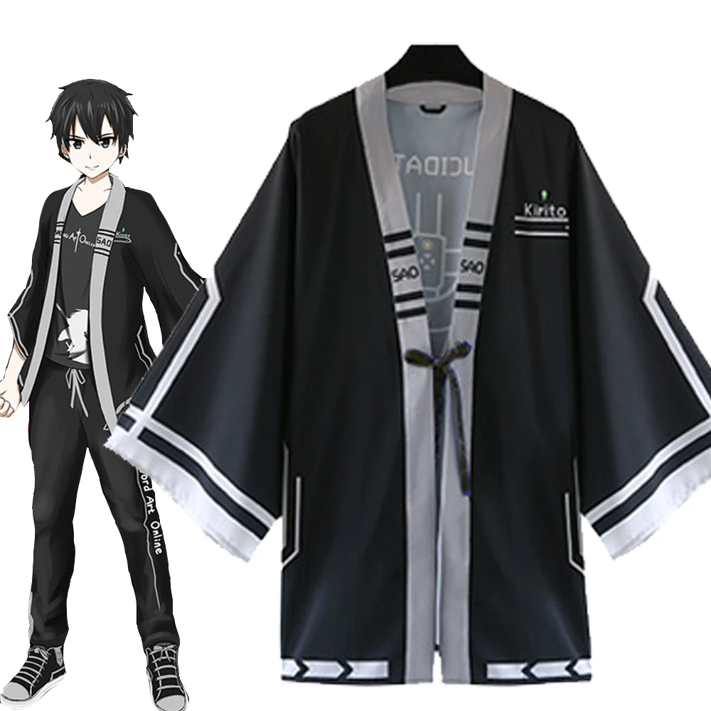 

Anime Sword Art Online Kirigaya Kazuto Cosplay Cloak Summer Chiffon Kimono Leisure Wear Unisex SAO Homewear Sleepwear